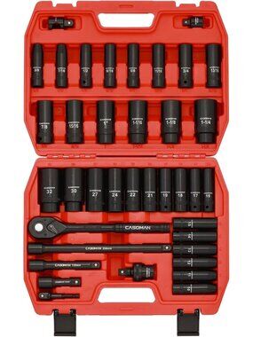 38-Piece Impact Socket Set - Deep & Standard SAE/Metric, Extension Bar